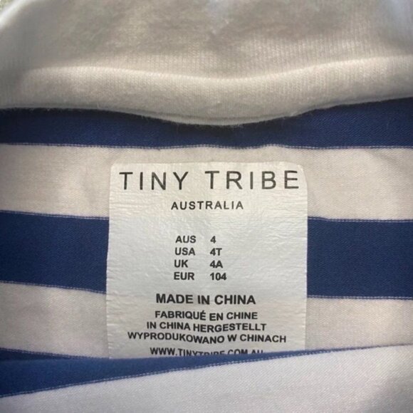 Tiny Tribe Australia Blue Striped Tee Size 4 Years - Picture 4 of 5